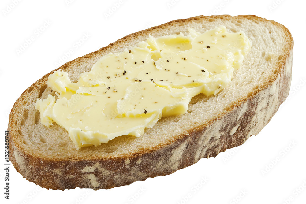 A Slice of Bread with Butter, Isolated on Transparent Background A Slice of Bread with Butter, Isolated on Transparent Background