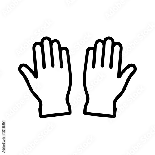 Pair of cleaning gloves icon on a white background with a minimalist style and copy space
