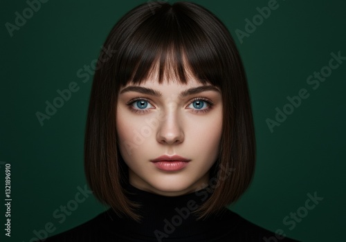A photo of a young woman with short, straight hair, looking directly at the camera with a neutral expression.

