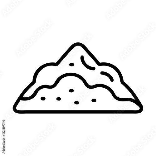 Mulch pile, soil for plants, minimalistic design, black outline, white background, copy space
