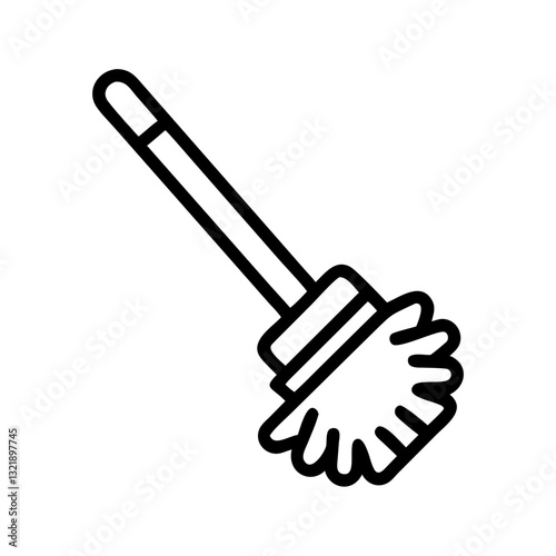 Toilet brush icon on a white background in a minimalist style with copy space