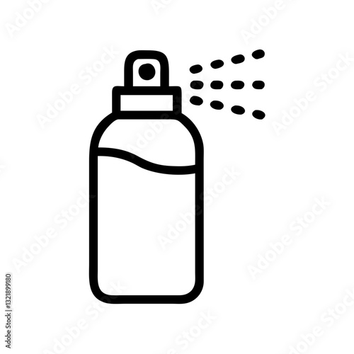 Air freshener spray bottle icon with mist on a white background in a minimalist style with copy space
