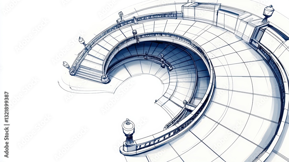 Abstract Blue and White Swirling 3D Structure Abstract Blue and White Swirling 3D Structure