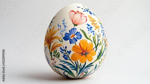 Detailed Easter Egg with Beautiful Floral Painting - Creative Home Decoration