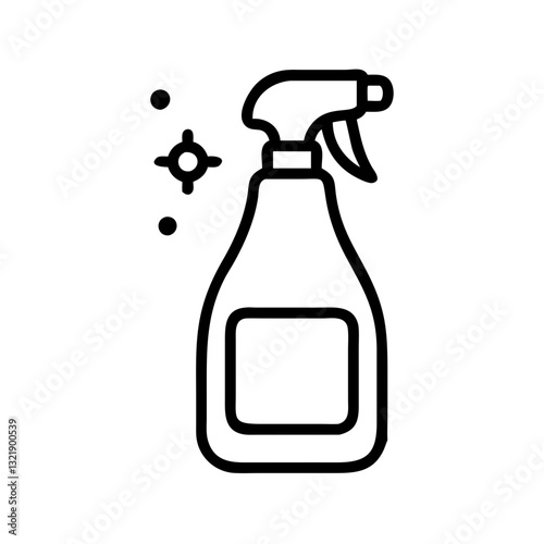 Bathroom cleaner spray bottle icon on a white background in a minimalist style with copy space
