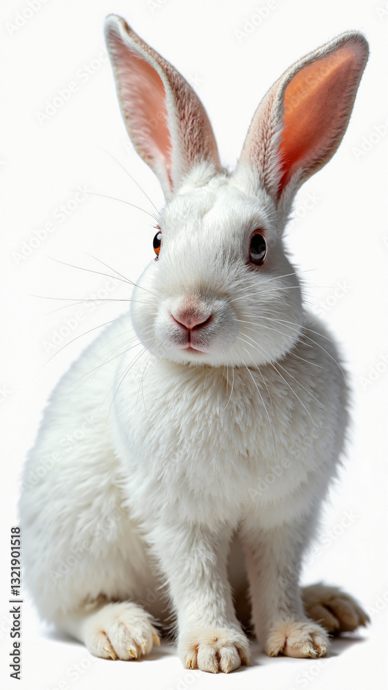 Elegant White Easter Bunny Against Pristine Background - Perfect for Spring Marketing, Children's Books, and Greeting Cards Elegant White Easter Bunny Against Pristine Background - Perfect for Spring Marketing, Children's Books, and Greeting Cards