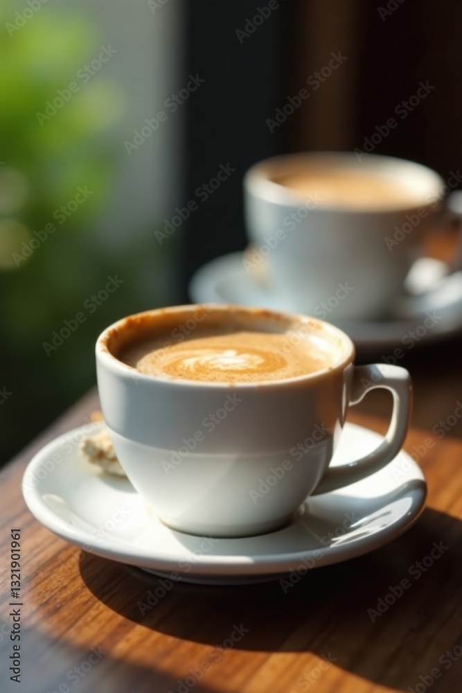 Small cup of coffee with a piece of sponge cake, side view, still life, top view, cup Small cup of coffee with a piece of sponge cake, side view, still life, top view, cup