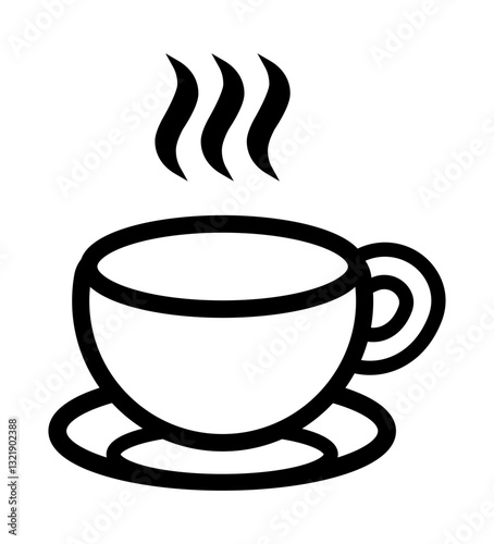 icon of a steaming coffee cup placed on a saucer symbolizing a freshly brewed hot beverage like coffee or tea.