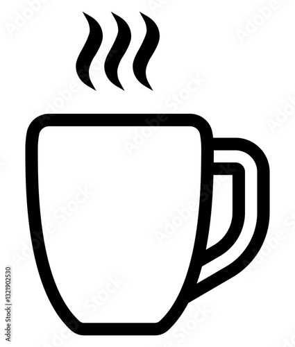 icon of a steaming coffee mug symbolizing a freshly brewed hot beverage like coffee or tea.