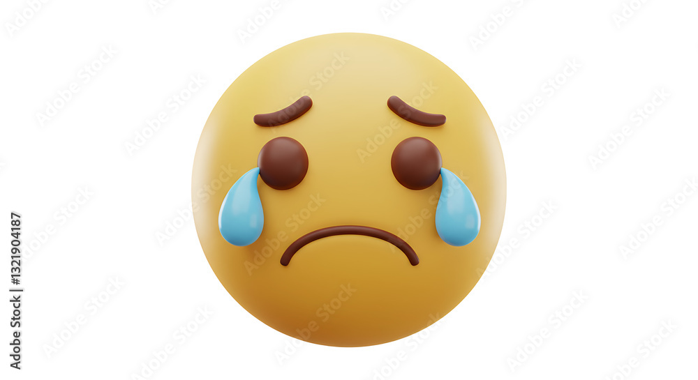 Fototapeta premium Crying Emoji Character Expressing Sadness and Emotional Pain Illustration
