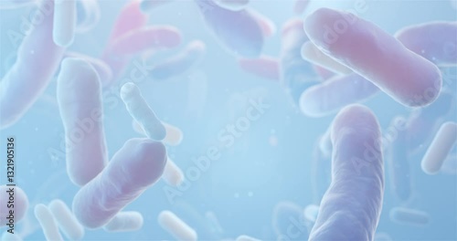 bacterium Lactobacillus under microscope in motion, probiotic Lactobacillus, Lactobacillus acidophilus, looped 3d rendering of Beneficial Microorganisms photo