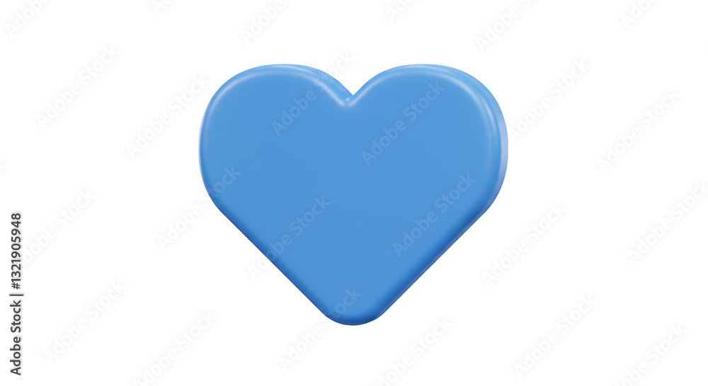 Blue Heart Shape Object on White Background Symbolizing Love and Affection Blue Heart Shape Object on White Background Symbolizing Love and Affection