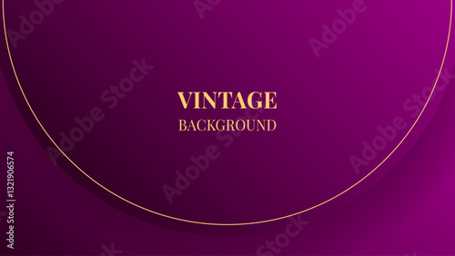 Mauve purple abstract background with half round frame and gold lines, modern geometric pattern	
