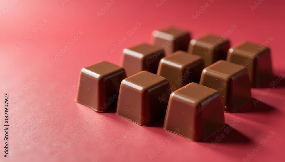 Perfectly formed milk chocolate cubes, sharp edges , sugary, candy, studio Perfectly formed milk chocolate cubes, sharp edges , sugary, candy, studio