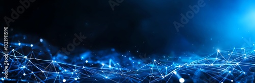 An abstract depiction of interconnected digital networks, glowing blue lines on a dark background represent the flow of data and advancement in technology, perfect for tech-related