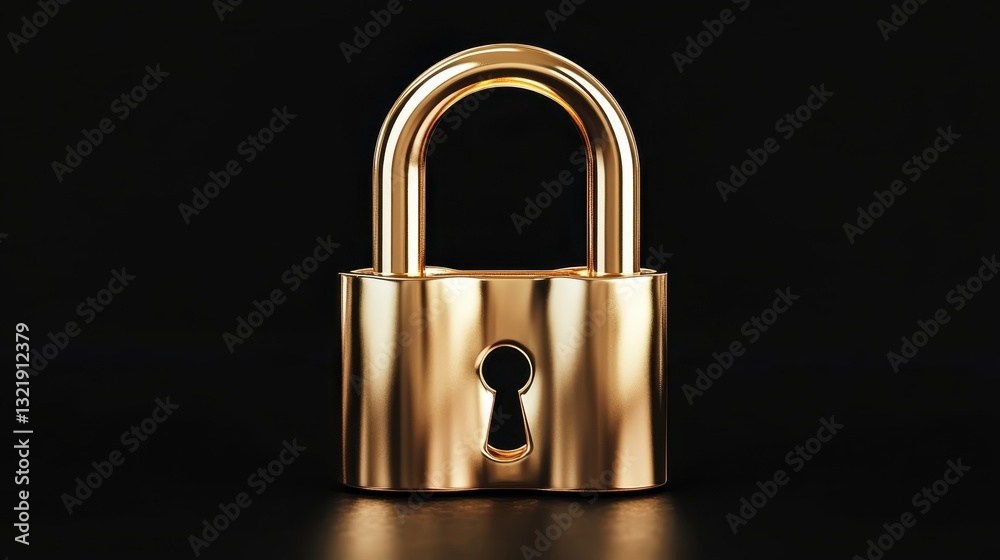 A Golden Padlock Stands Out Against A Dark Background A Golden Padlock Stands Out Against A Dark Background