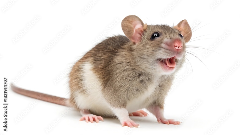 Whimsical Portrait of a Small Rat with a Playful Expression on a White Background Whimsical Portrait of a Small Rat with a Playful Expression on a White Background