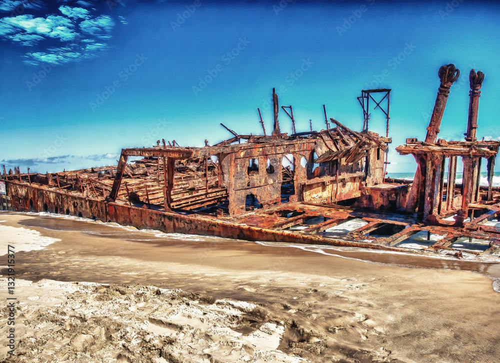 Queensland, Australia. Historic SS Maheno Wreck, Fraser Island