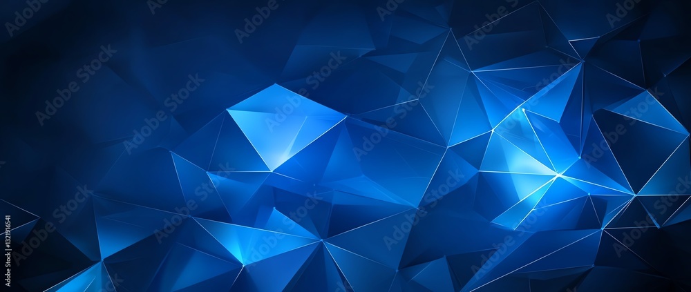 Obraz premium A mesmerizing blue abstract background featuring geometric shapes and dynamic lighting effects. Perfect for tech-related designs, corporate presentations, or digital art projects.