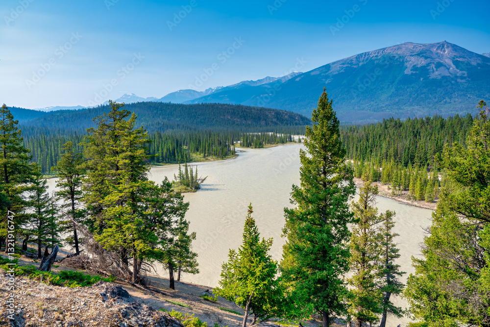 Majestic panorama from the Old Fort Trail in Jasper National Park, featuring rugged terrain and natural beauty
