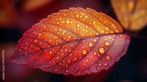 Autumnal Leaf Dewdrops: A Macro Photography of Nature's Beauty