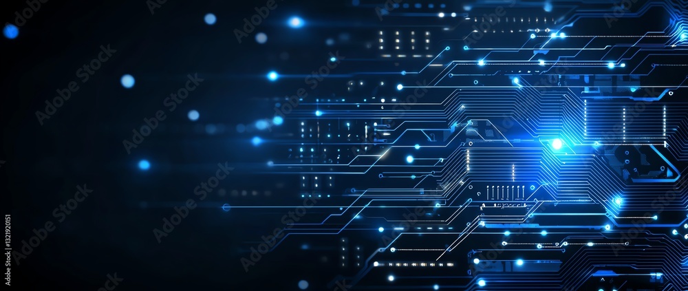 A modern digital circuit board with glowing blue elements, representing advanced technology and innovation in electronics and communication systems. A modern digital circuit board with glowing blue elements, representing advanced technology and innovation in electronics and communication systems.