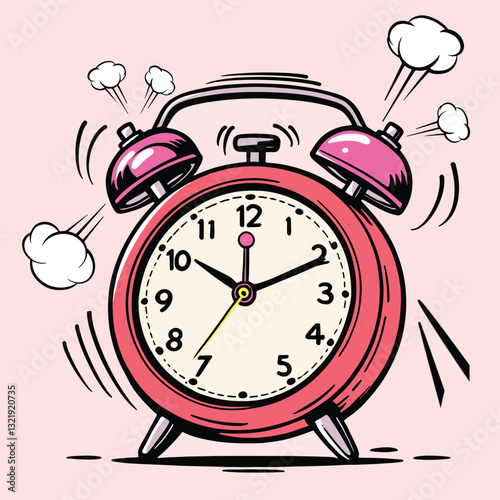 Pink Ringing Alarm Clock with Sound Effects
