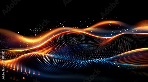 An abstract digital wave design with vibrant orange and blue hues, creating a dynamic and energetic visual effect. Ideal for backgrounds, wallpapers, and modern graphic projects.