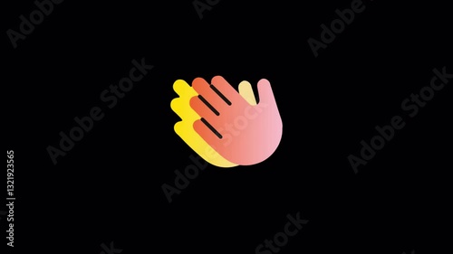 4K Animated clapping hands emoji with motion lines. Transparent background. alpha channel