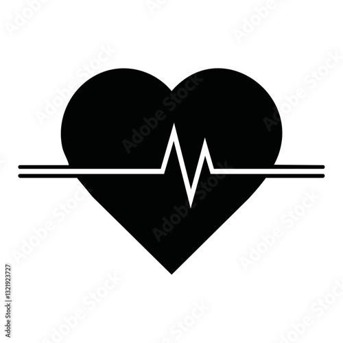 Obraz na płótnie heart with heartbeat black vector icon design w salonie