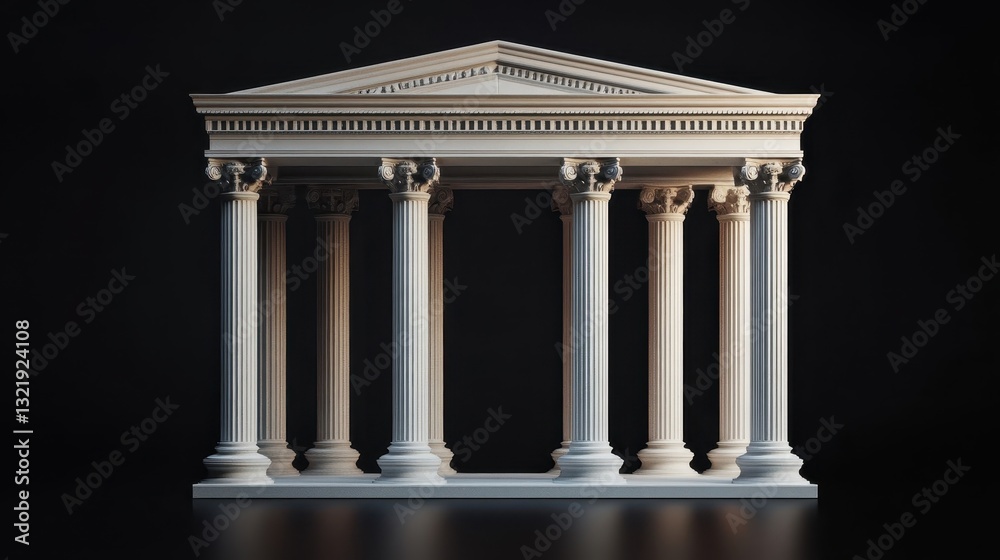 Fototapeta premium A Classic White Temple Structure Standing On A Black Background
