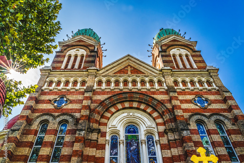 Obraz na płótnie Colorful Facade St Joseph Cathedral Tianjin China w salonie