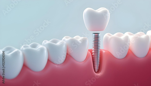 detailed dental implant procedure illustration for tooth restoration

