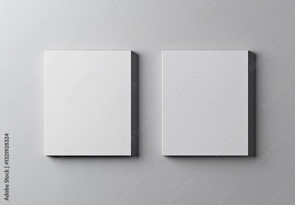 Two blank white rectangles on a neutral background, ideal for mockup