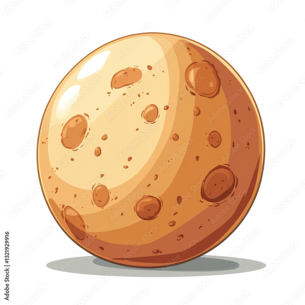Fototapeta premium A cartoon planet floats in space its surface speckled with craters