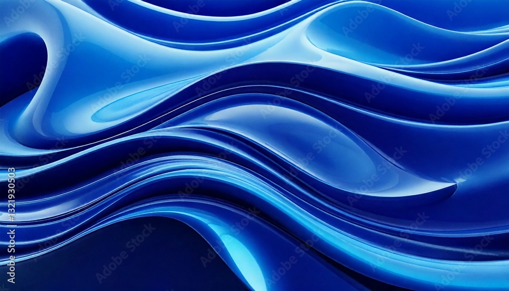 Obraz premium 3D Gradient Blue Wave Background, Glossy