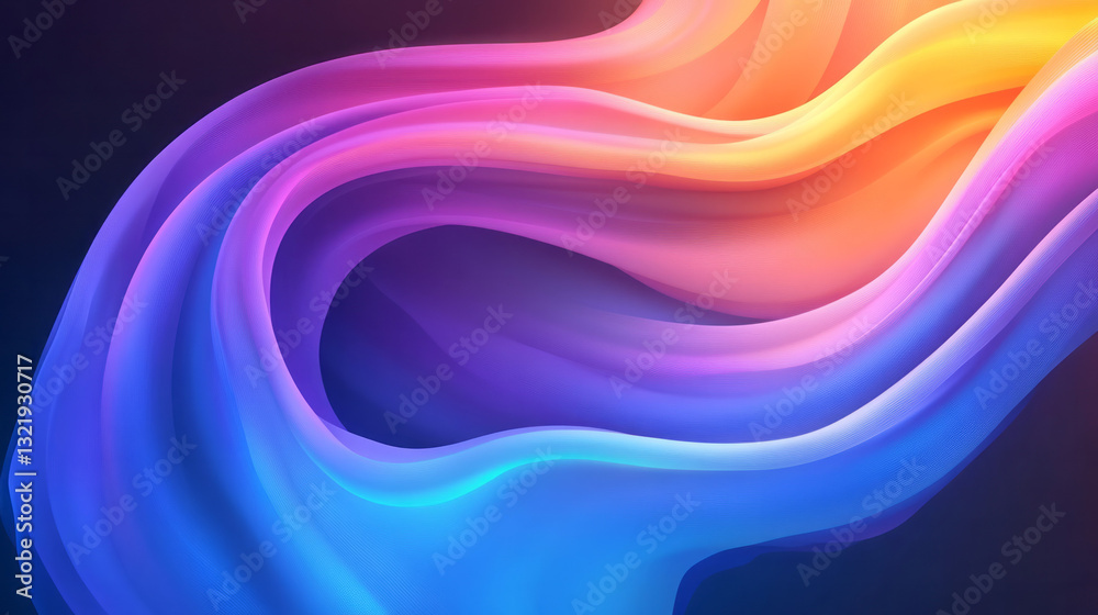 Obraz premium An elegant digital composition featuring vibrant neon rings in shades of pink, purple, and blue,