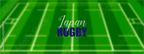 Japan Rugby Ground Green Field, Abstract Illustration Image
