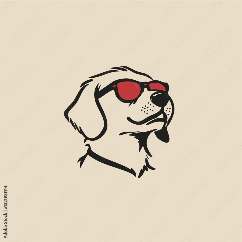 Obraz premium Cool Stylish Dog Wearing Trendy Red Sunglasses
