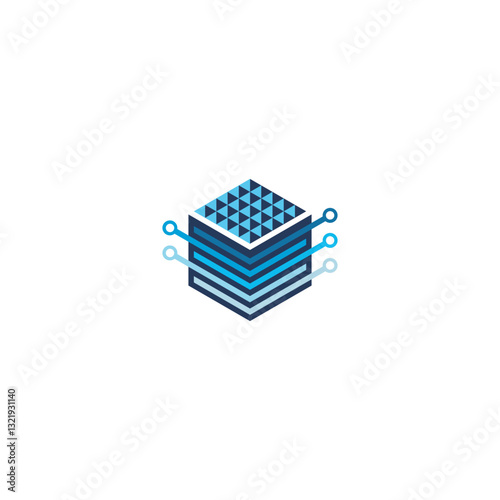 Logo of a stylized and colorful hexagonal shape built with polygons. This logo is suitable for many purpose as corporate identity, mobile and technologies development, engineering firm and more.