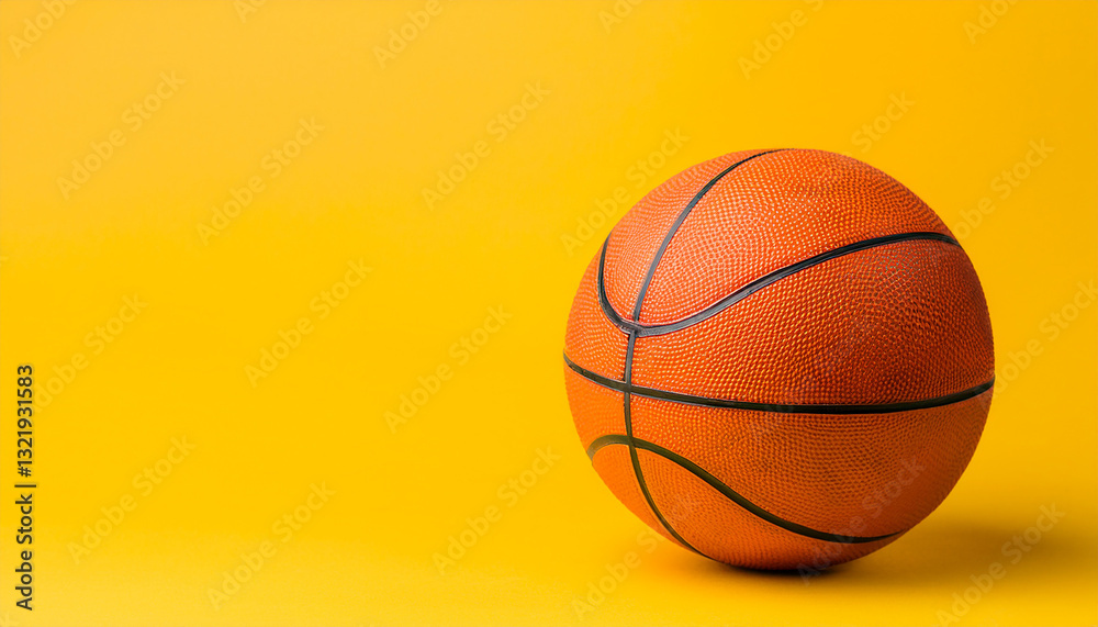 Fototapeta premium Basketball ball isolated on bright yellow background. Professional sport, competitive game.