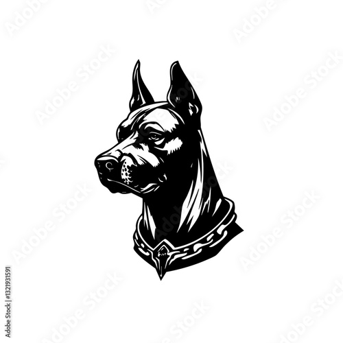 Stylish black dog and white hand-drawn illustration