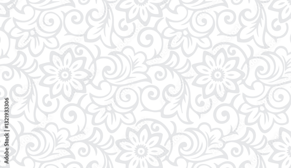 Subtle floral elegance, A seamless damask pattern with delicate blooms and flowing tendrils in a muted gray palette perfect for background designs Subtle floral elegance, A seamless damask pattern with delicate blooms and flowing tendrils in a muted gray palette perfect for background designs