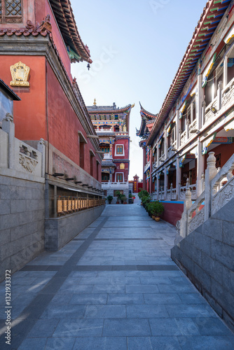 Architectural landscape of Haizhou Temple in Fuxin, Liaoning province