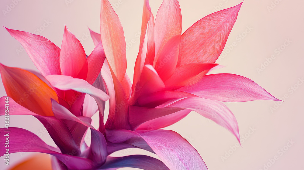 Pink plant growing upwards with gradient colors, creating a vibrant and eye catching illustration on a clean white background