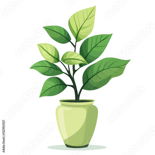 Lush green plant thriving in a light green pot a symbol of life and growth