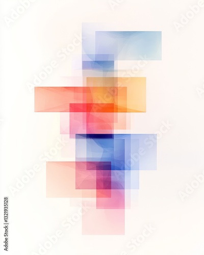 A modern abstract composition showcasing dynamic, translucent geometric cubes, illuminated in bold