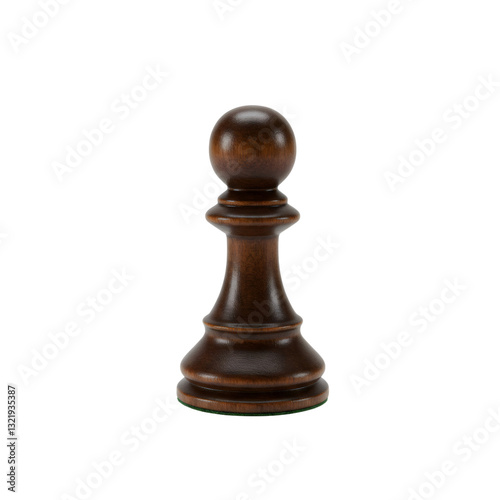 Dark Brown Wooden Chess Pawn on Transparent Background