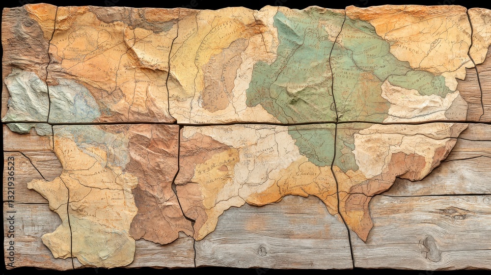 Fototapeta premium Abstract Earthy Textured Artwork Resembling Stylized Map