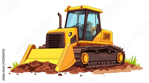 Yellow bulldozer on a job site photo